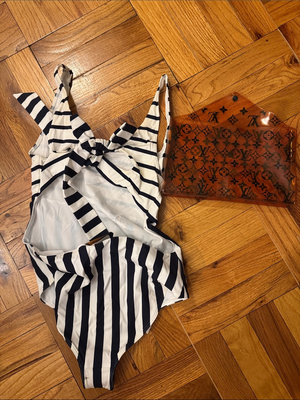 Louis Vuitton Navy & White Striped One Piece with Case - Picture 4 of 7